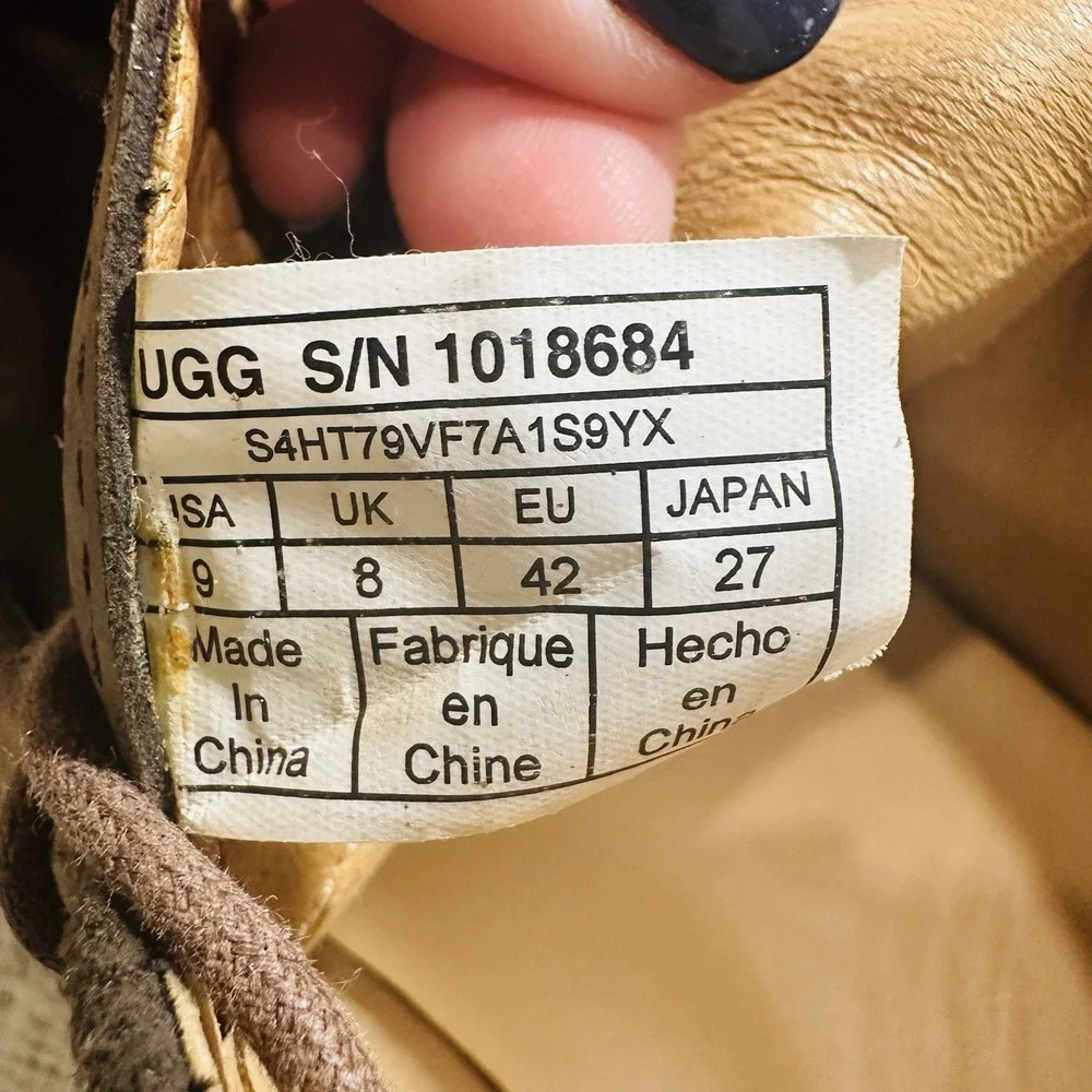 UGG Dagmann‎ Grizzly Brown Leather Chukka Boots Shoes Men's Size 9 New Insoles